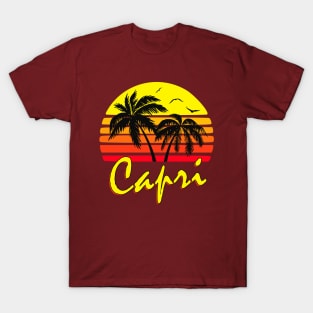 Capri Italy Retro Sunset T-Shirt